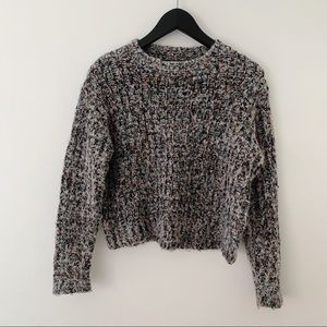 Zara cropped fluffy marled sweater with sequins